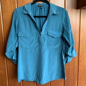 Eileen Fisher xs turquoise silk tunic